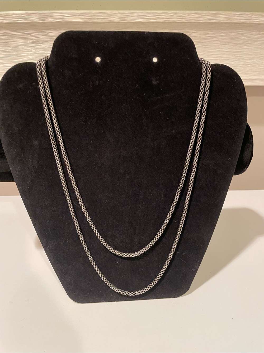 Double Strand Silver-Tone Rope Chain Necklace